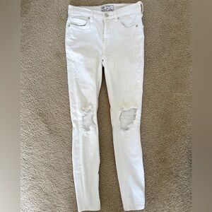 Free People White High Rise Skinny Jeans